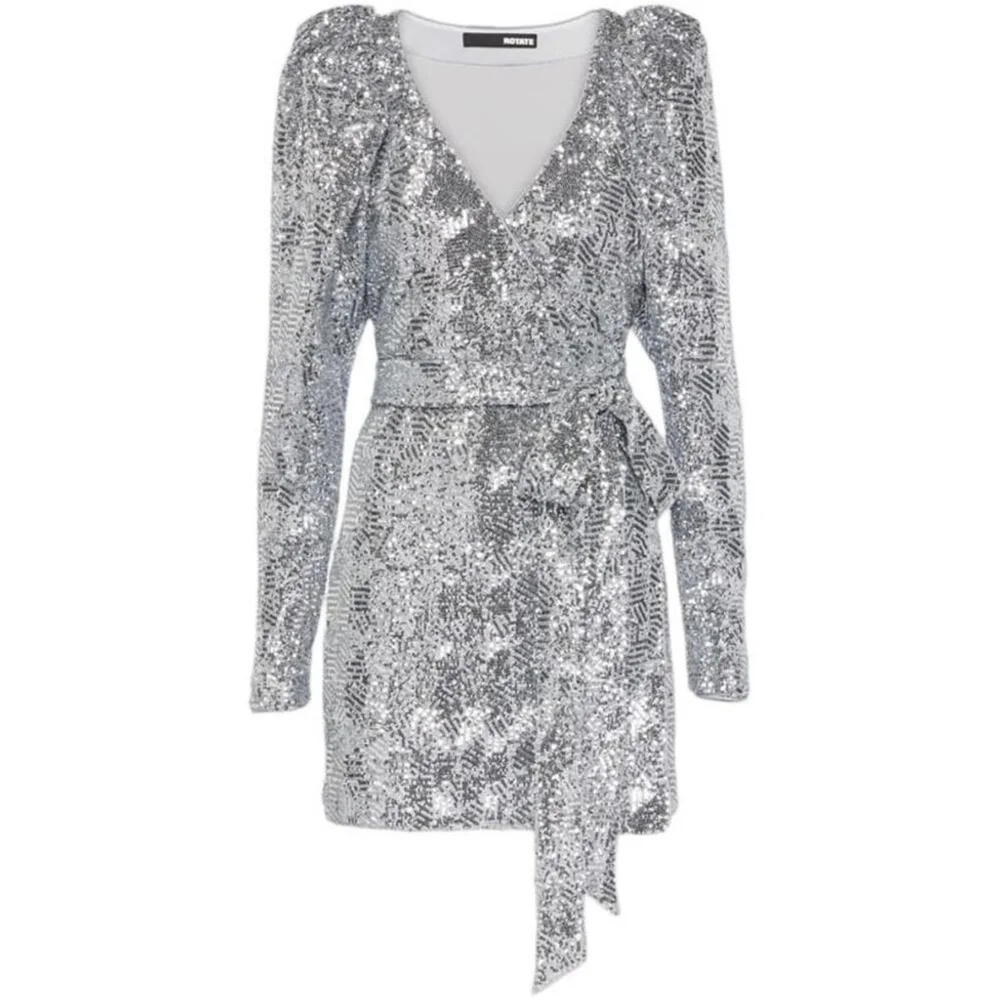 NWT ROTATE Samantha Sequin Wrap Dress sz 6 - Picture 2 of 7